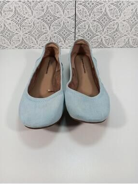 Women's Flat Amazon Essentials Ballet Flats Size 8.5 Light Blue Suede Cushion In